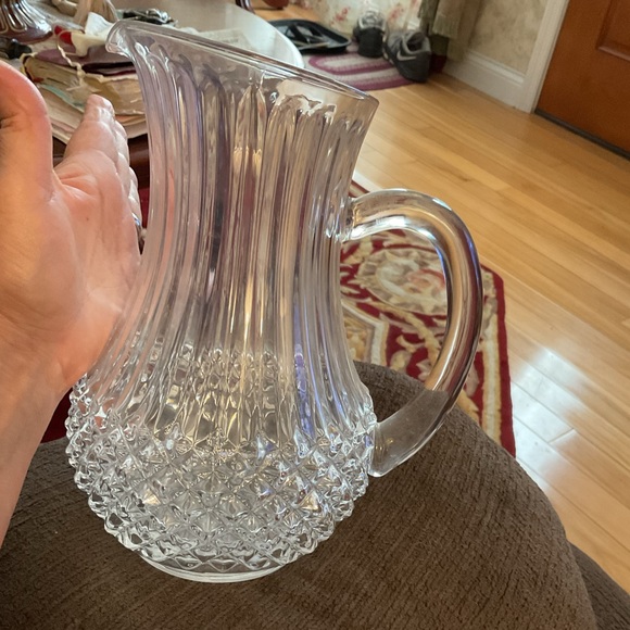 VTG Longchamp Crystal D’Arques Diamond Cut 24% Lead Crystal Clear Pitcher EUC - Picture 6 of 9
